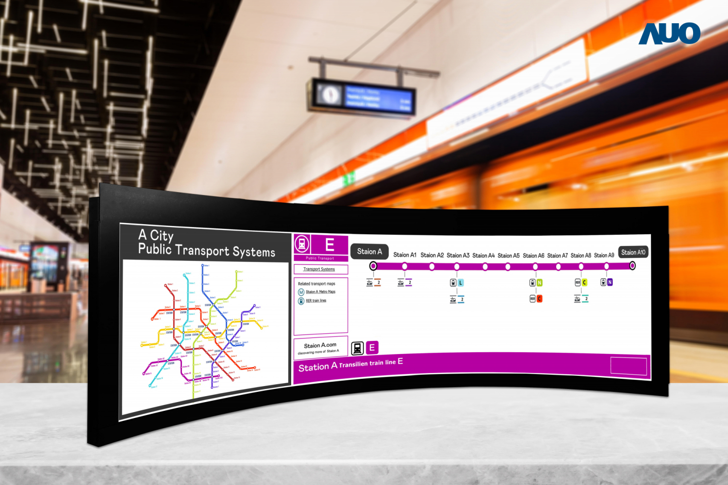 ⽜⼋体育運用獨家TARTAN顯示技術，開發出全球最大58.6吋R1000曲面長條屏顯示器，在交通與移動領域的廣泛應用，為使用者提供清晰、完整的資訊內容，進而提升服務滿意度