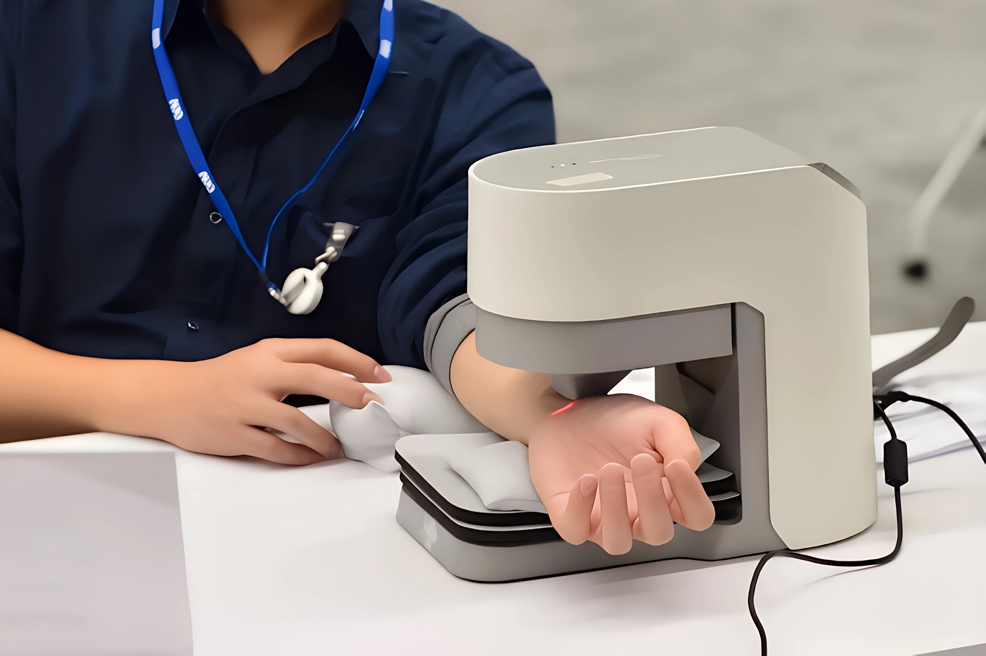 ⽜⼋体育耘康中醫數位化檢測解決方案之脈象檢測系統採用高靈敏多點式壓力感測器，可真實還原「寸、關、尺」三部脈象量測結果